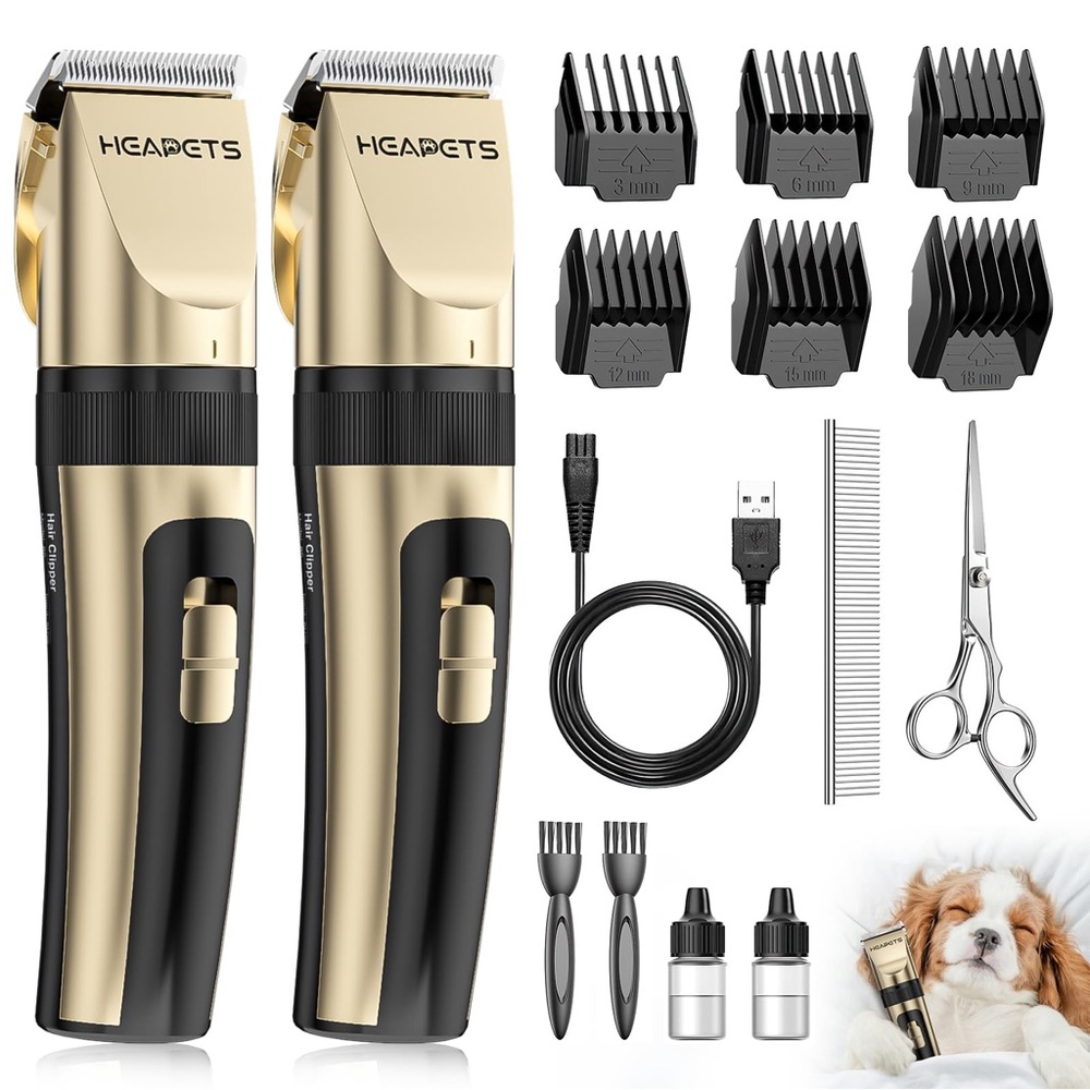 NIB~ TWO Dog/Cat Electric Clippers Grooming Kit Low Noise Rechargeable Cordless
